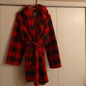 Plush Buffalo Plaid with hood.